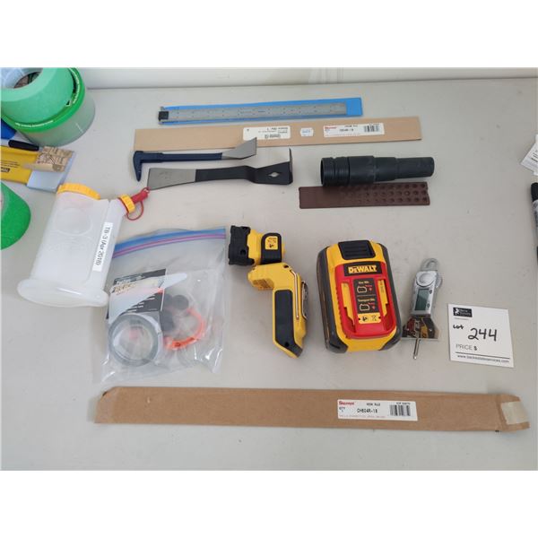 3 Precision Rulers, 2 Scrapers, Dewalt 60V Battery, Dewalt Work Light & More
