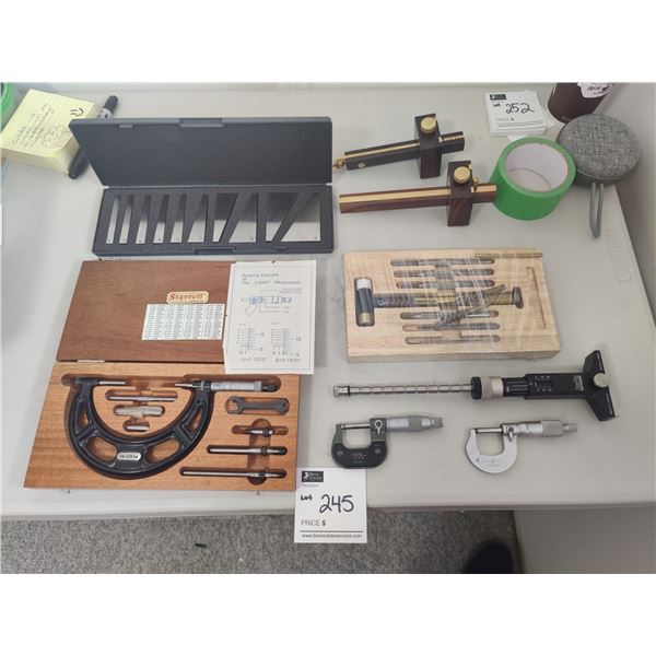 Punch Set, Set of 10 Angle Blocks, 2 Mortise Gauge, 3 Micrometers & Wood Saber Marking Gauge