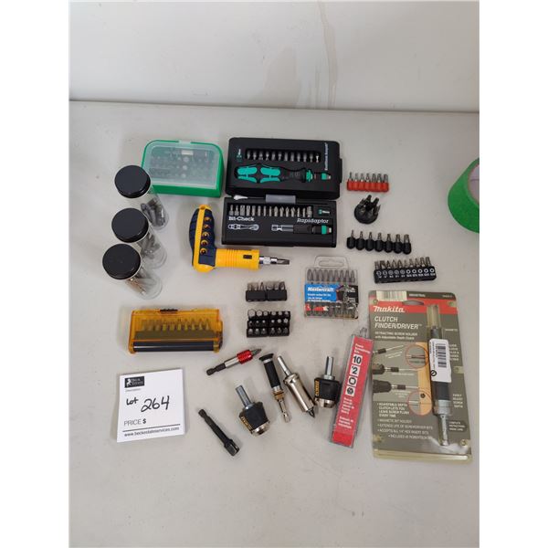 Assorted Drill Bits, Screw Driver and Clutch Finder