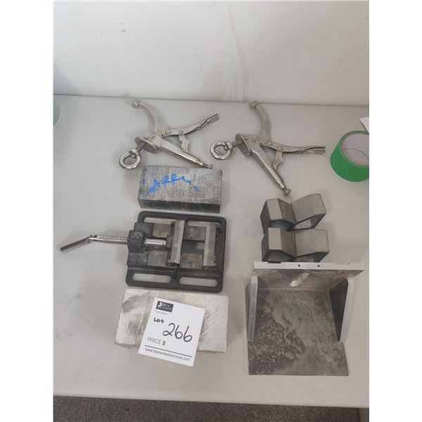 Assorted Metal Hardware/Vise & Assorted Steel Blocks