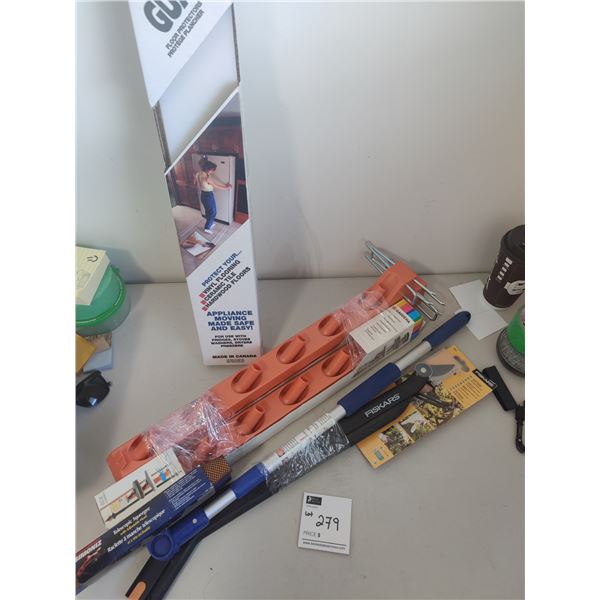 Tool Rack, Glide Guard Floor Protector, Squeegee & Hedge Clipper