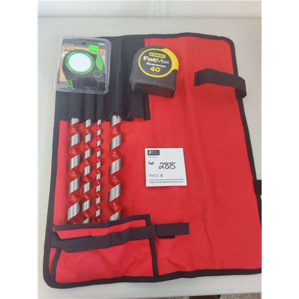 Milwaukee Large Drill Bit Set and 2 Tape Measures