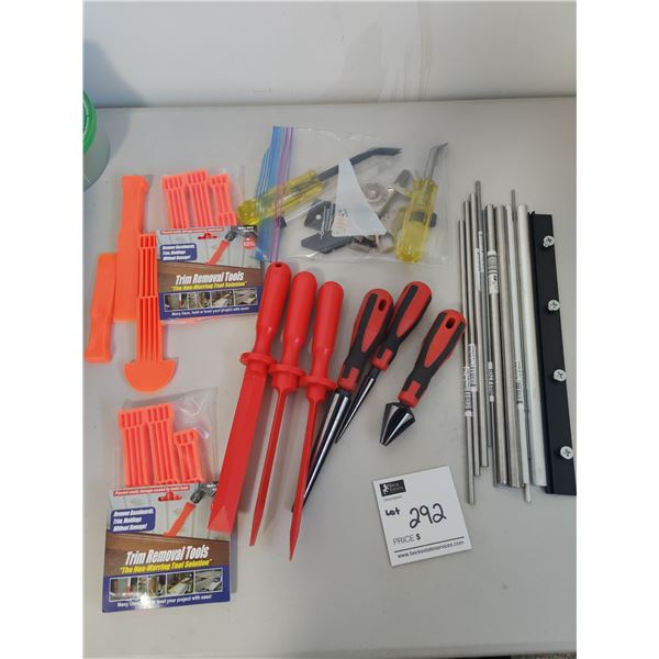 Small Pry Bars, Screw Drivers, Metal Bars, Specialty Screwdrivers, Trim Removal Tools and Chisels