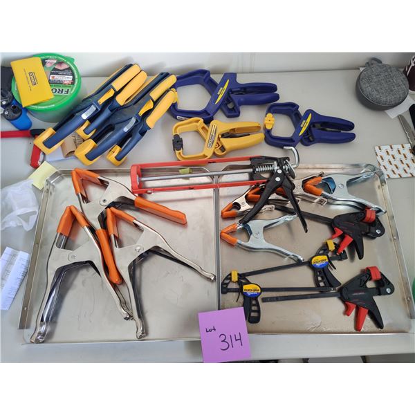 Assorted Clamps, Silicone Gun, Metak Plates