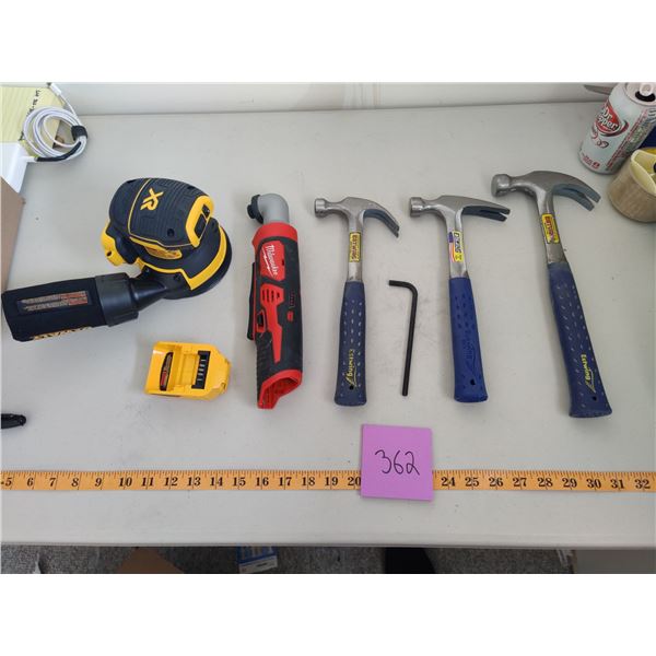 Dewalt Palm Sander DCW210, Milwaukee Right Angle Impact Driver M12 & Hammers