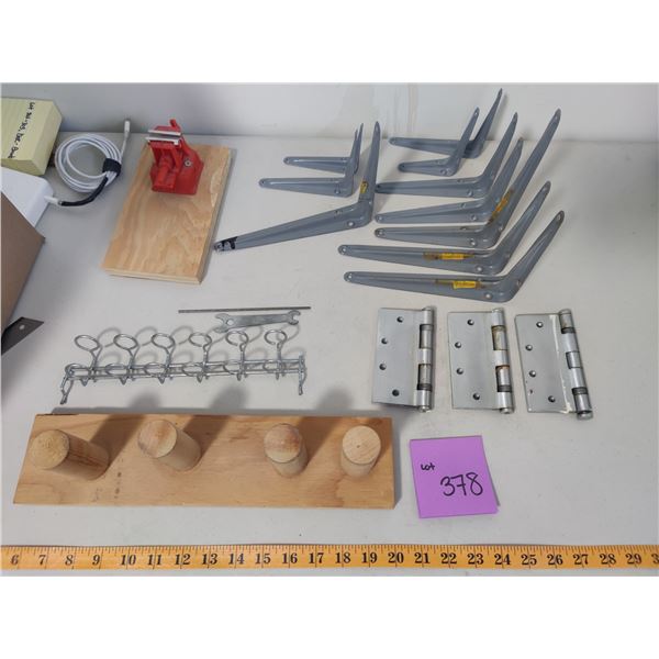 Assorted Hardware, Brackets, Hinges, Mini Vise & More