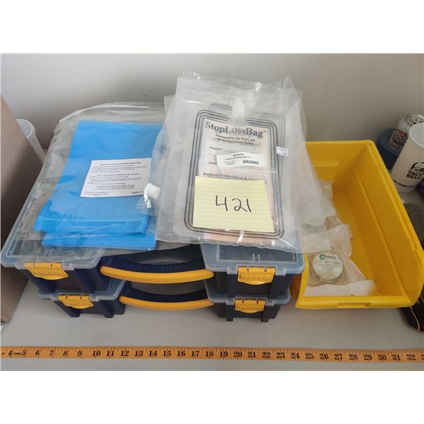2 Tool Organizers & Small Bin with Chemical Storage Bags