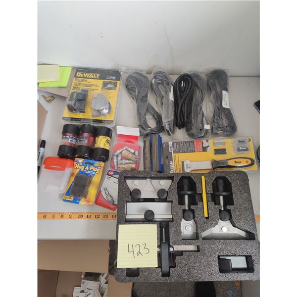 Dewalt Mitersaw Work Light, Power Cables, Titan Scraper & Tormek Sharpening Tools