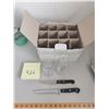 Image 1 : Set of 12 Champagne Glases and 2 Small Kitchen Knives