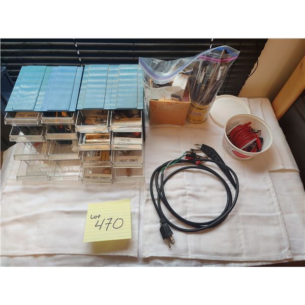 Assorted Modelling Supplies in Organizer, Small Electrical Hardware, Paint Brushes & More