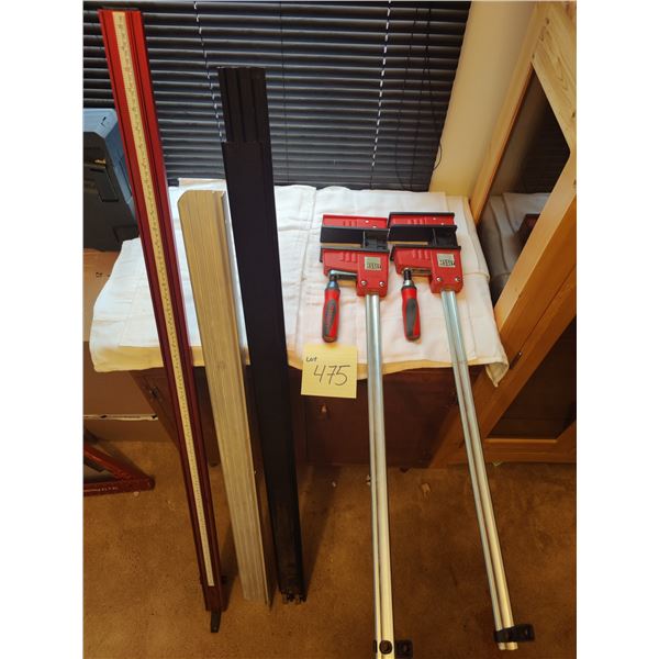 Large Ruler, Metal Tracks & 2 Large Bessey Clamps