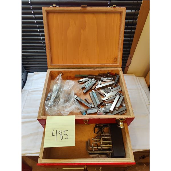 Assorted Allan Keys & Metal Spacers in Wooden Red Tool Box