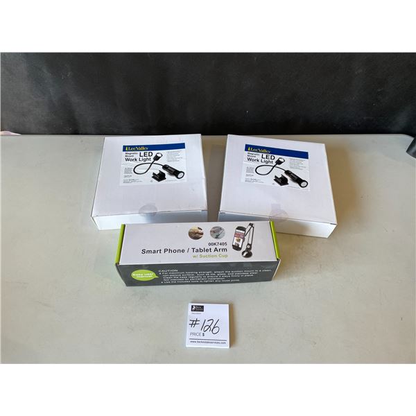 Magnetic LED Work Light x2 - Hanlix Smart Phone Arm with Suction Cup