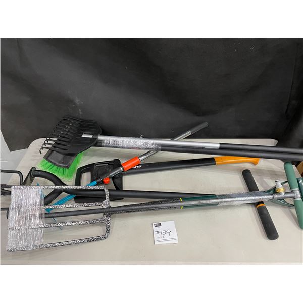 Assorted Garden Tools & Broom