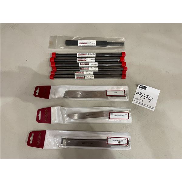 Thompson Lathe Tools -4 Gouges - Spindle - Detail 3/4" Scraper - Robert Sorby Scrapers x3