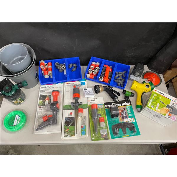 Assorted Gardening Supplies - Sprinklers - Hose Attachments Weed Whacker Wire & More!