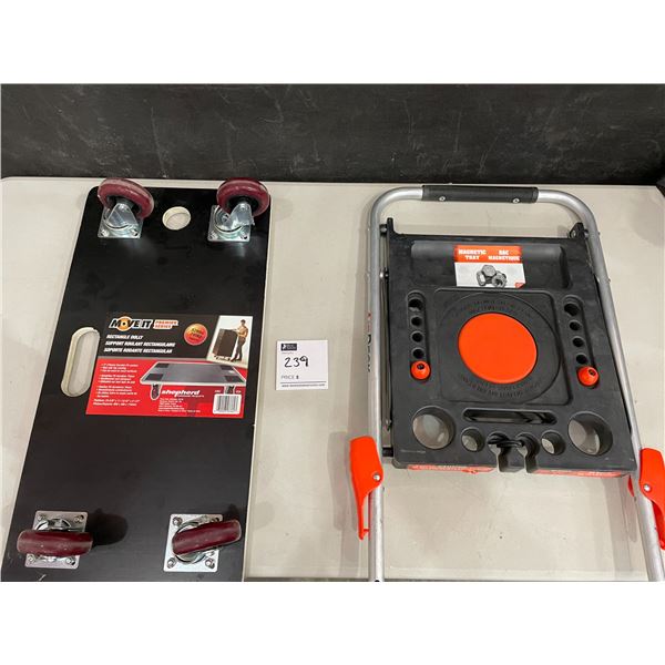 Move-It Rectangle Dolly 3' Platform: 23 5/8" x 11 13/16" x 4 1/2" 240kg Capacity - AirDeck Magnetic