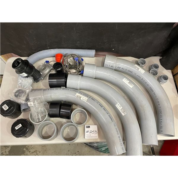 Assorted Rigid PVC Conduit Pieces & Assorted Metal Clamps