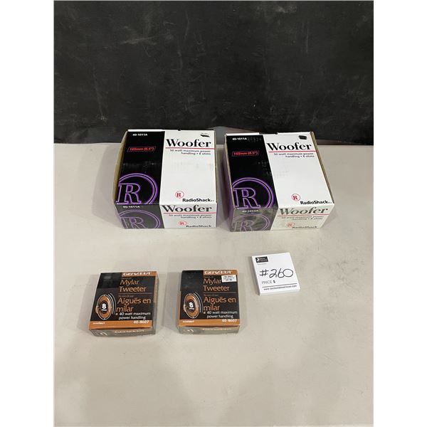 Radio Shack Woofers x2 6 1/2 Model 40-1011A - Genexxa Mylar Tweeters x2 Model 40-8607