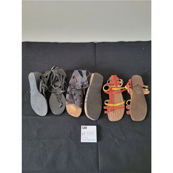 Women's Sandals x3 Size 9 (Like New)