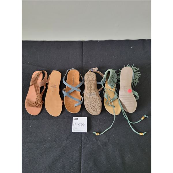 Women's Sandals x3 Size 9 (Like New)