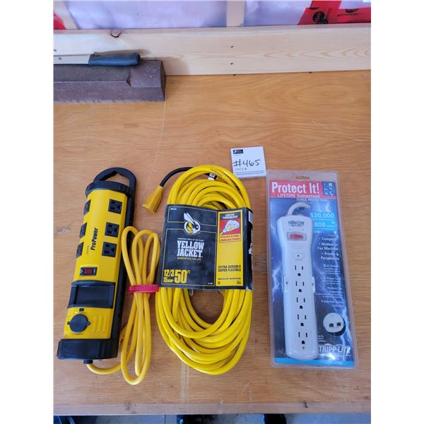Yellow Jacket 50' 12/3 15 Amp Extension Cord, Noma ProPower Bar, Tripp-Lite Power Protection Bar