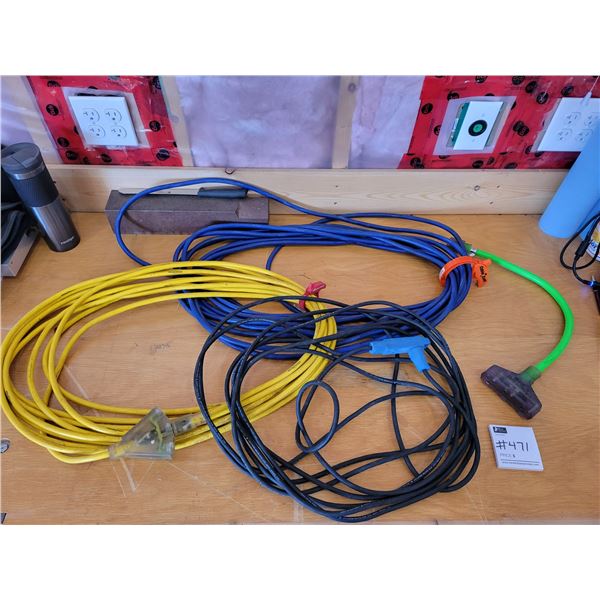 Three Large Outdoor Extension Cords with Splitter