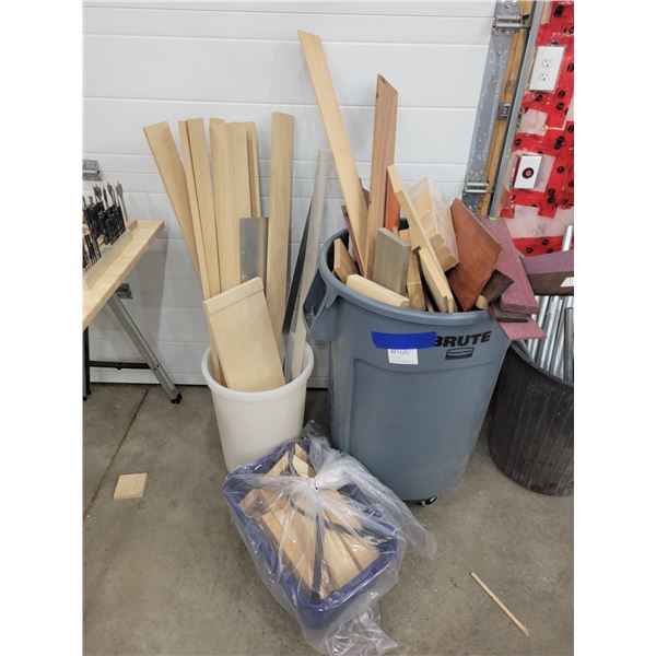 Assorted Wood Pieces with Bins