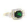 Image 1 : 4.44 ctw Rectangular Cushion Mixed Tsavorite Garnet And Princess Cut Diamond Rin