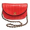 Image 9 : Chanel Red Lambskin Leather Stripe Round Flap Bag