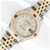 Image 2 : Rolex Ladies 2 Tone Silver Diamond & Ruby Oyster Perpetual Datejust Wristwatch T