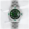 Image 3 : Rolex Ladies Stainless Steel Green Diamond & Emerald 26MM Datejust Wristwatch Wi