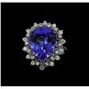 Image 2 : 7.95 ctw Tanzanite and Diamond Ring - 14KT White Gold