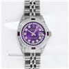 Image 3 : Rolex Ladies Stainless Steel 26MM Purple String Diamond Lugs Datejust Wristwatch