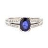 Image 2 : 1.61 ctw Blue Sapphire And Diamond Ring - 14KT White Gold