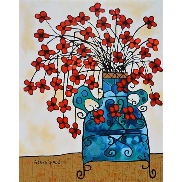 Avi Ben-Simhon Flowers Blue Vase