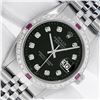 Image 1 : Rolex Mens Stainless Steel Black Diamond & Ruby 36MM Datejust Wristwatch Oyster