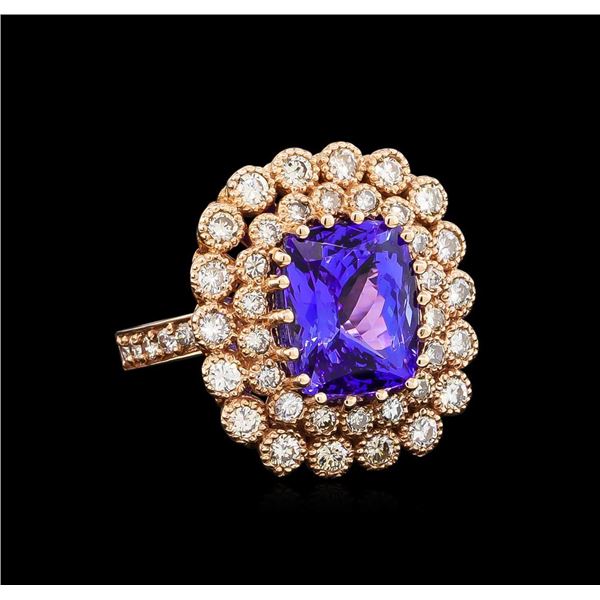 14KT Rose Gold 5.95 ctw Tanzanite and Diamond Ring