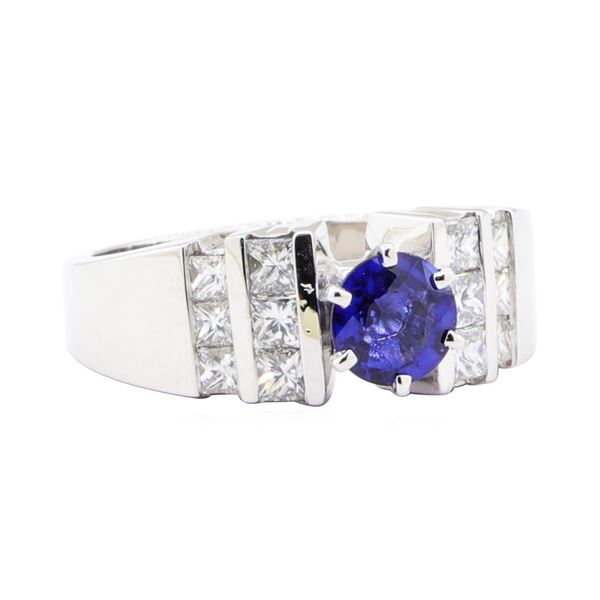 1.12 ctw Sapphire And Diamond Ring - 14KT White Gold