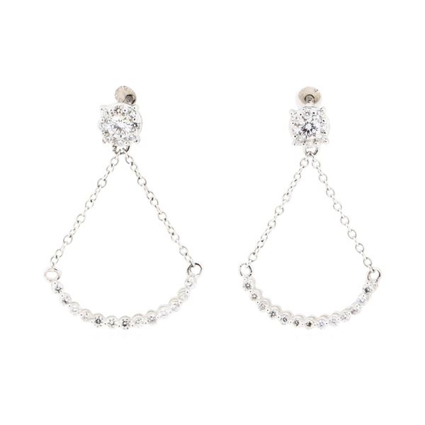 0.51 ctw Diamond Dangle Crescent Earrings - 10KT White Gold