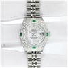 Image 3 : Rolex Ladies Stainless Steel Mother Of Pearl Diamond Emerald 26MM Datejust Wrist