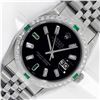 Image 1 : Rolex Mens Stainless Steel Black Baguette Emerald Diamond 36MM Datejust Wristwat
