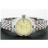 Image 4 : Rolex Ladies Stainless Steel Yellow Diamond & Emerald Oyster Perpetual Datejust
