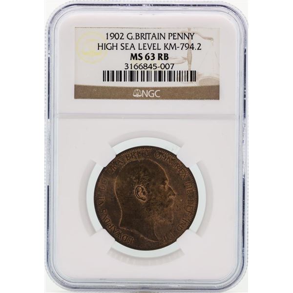 1902 Great Britain High Sea Level Penny NGC MS63RB