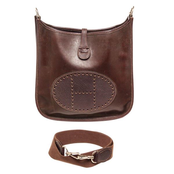Hermes Brown Leather Evelyn PM Tote Bag