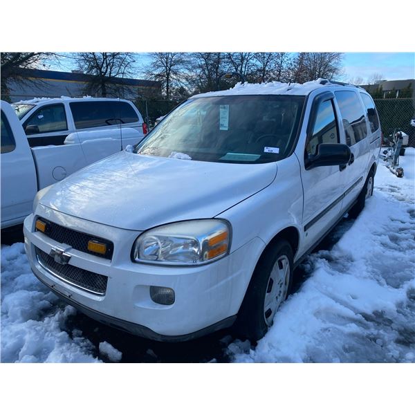 2009 CHEVROLET UPLANDER LS, 4DR 5PASS VAN, WHITE, VIN #1GNDV23129D108796