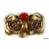 Image 1 : CZECH VINTAGE CARNELIAN  GLASS BROOCH #94 #2360549