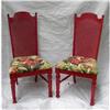 Image 1 : Designer Red Painted Wood & Barkcloth Chairs #2379896