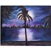 Image 1 : ORIG OIL PAINTING NIGHTSCAPE IN BLUE WITH PALM #2379988