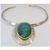 Image 1 : Collar .Sterling Signed. Turquoise Drop #2380385